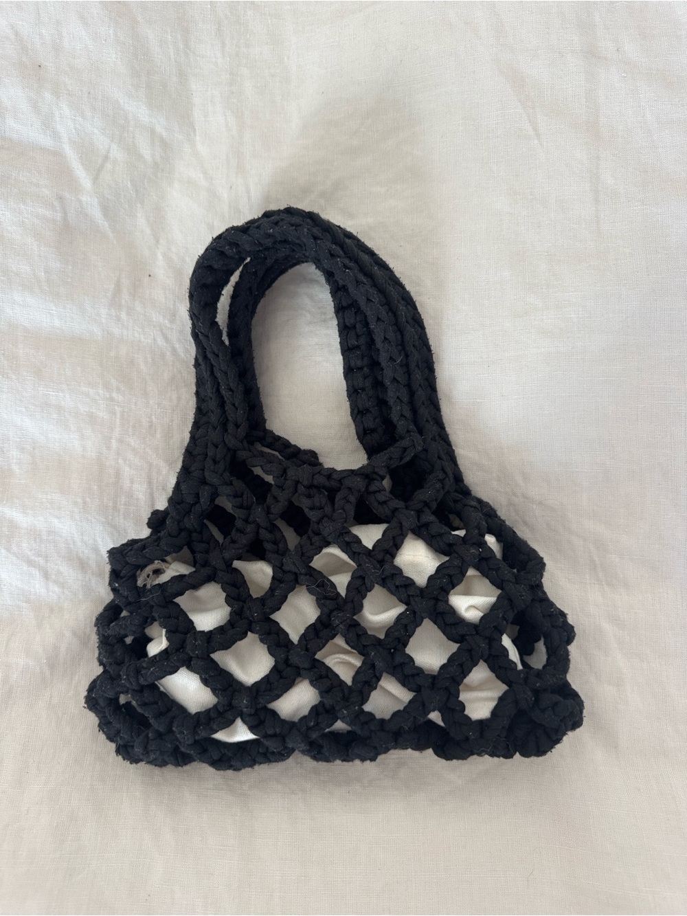 Frankie Shop Black Crochet Mini Bag